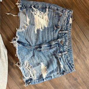 American Eagle Outfitters Blue Jean Shorts Distressed Style
